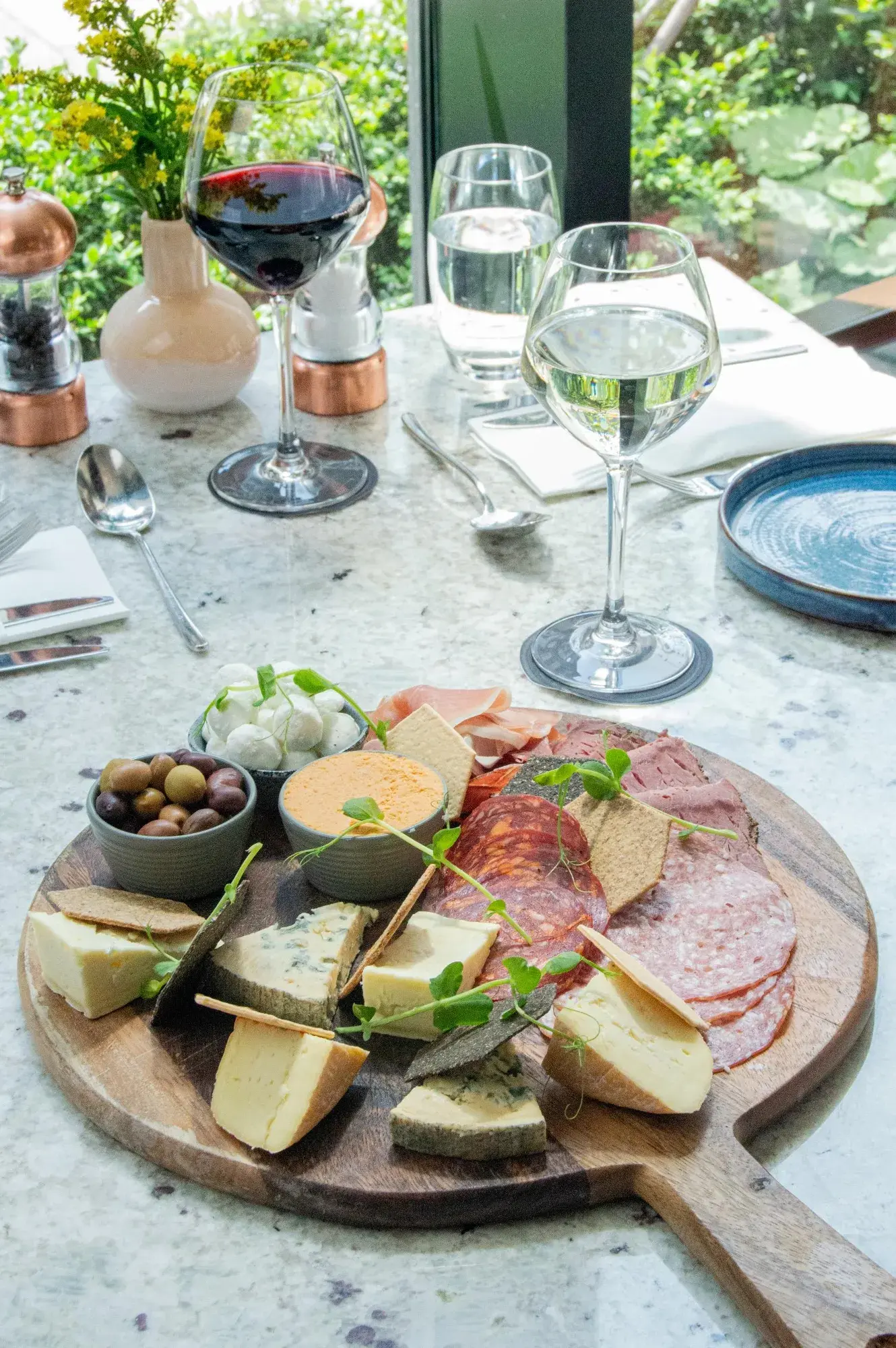 Charcuterie and cheese board at Mossco