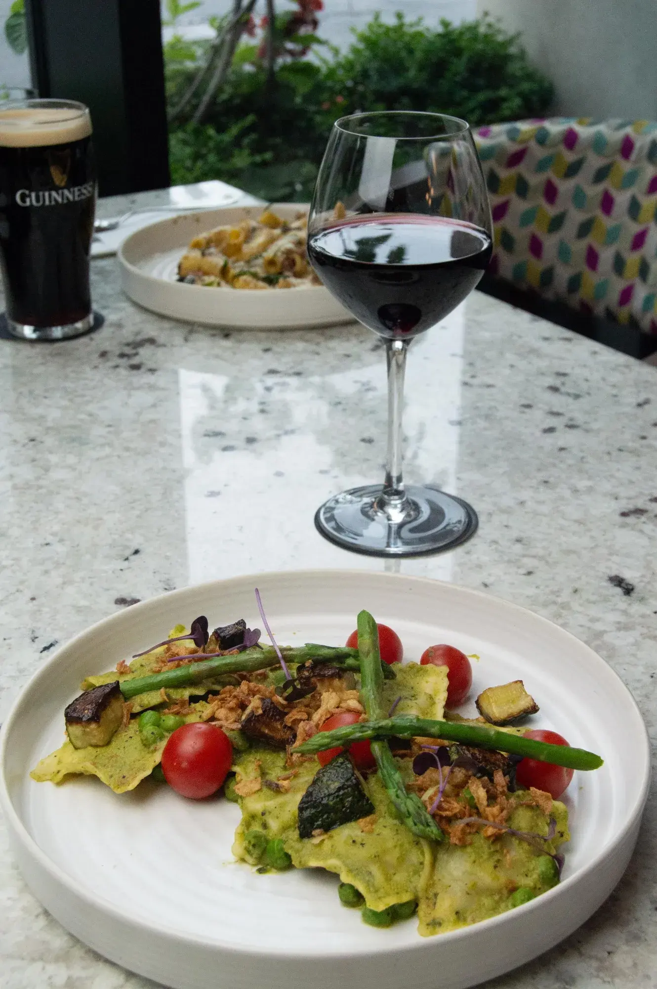 Pasta dish with wine at Mossco